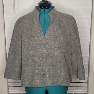 J Jill Gray 3/4 Sleeve‎ Blazer Jacket Size Large